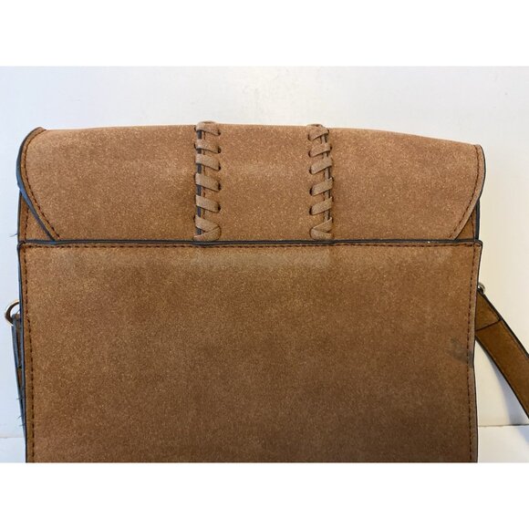 Kiss Me Couture Vegan Leather Small Crossbody Bag Laces Y2K Style Cognac Brown - Picture 6 of 16